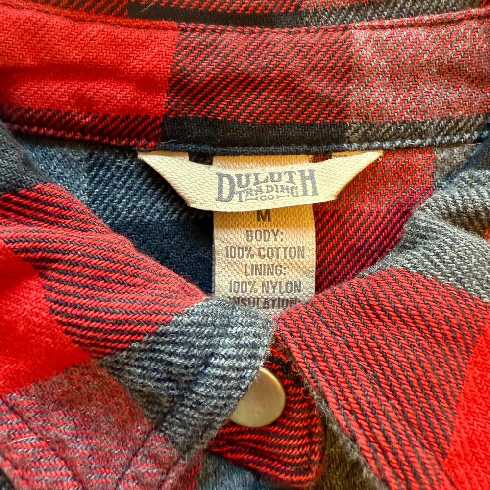 Duluth Trading Co Red Buffalo Plaid Quilted 100% Cotton Shacket WOMENS S, KID XL - Picture 6 of 10